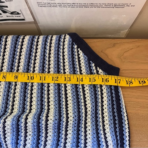 C & C California Blue White Crochet Halter Style Swim Cover Up Mini Dress Beach - Picture 9 of 9